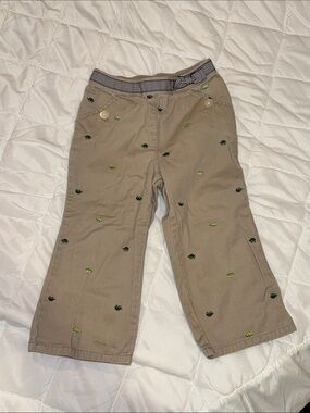 Gymboree Khaki Pants with Green Turtle Embroidery